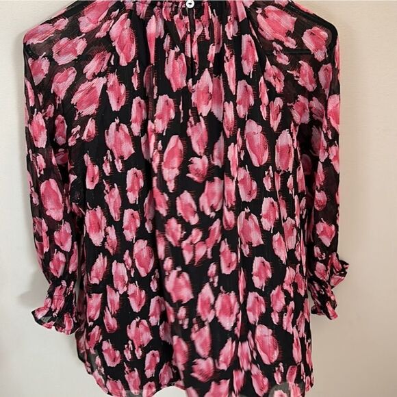New Anthropologie Entro Metallic Leopard Flowy Semi-Sheer Lined Blouse Size S - Picture 8 of 9